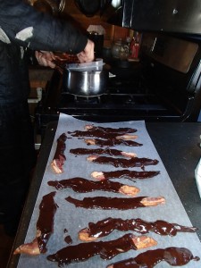 My valentines gift this year, chocolate bacon for my drop bags!