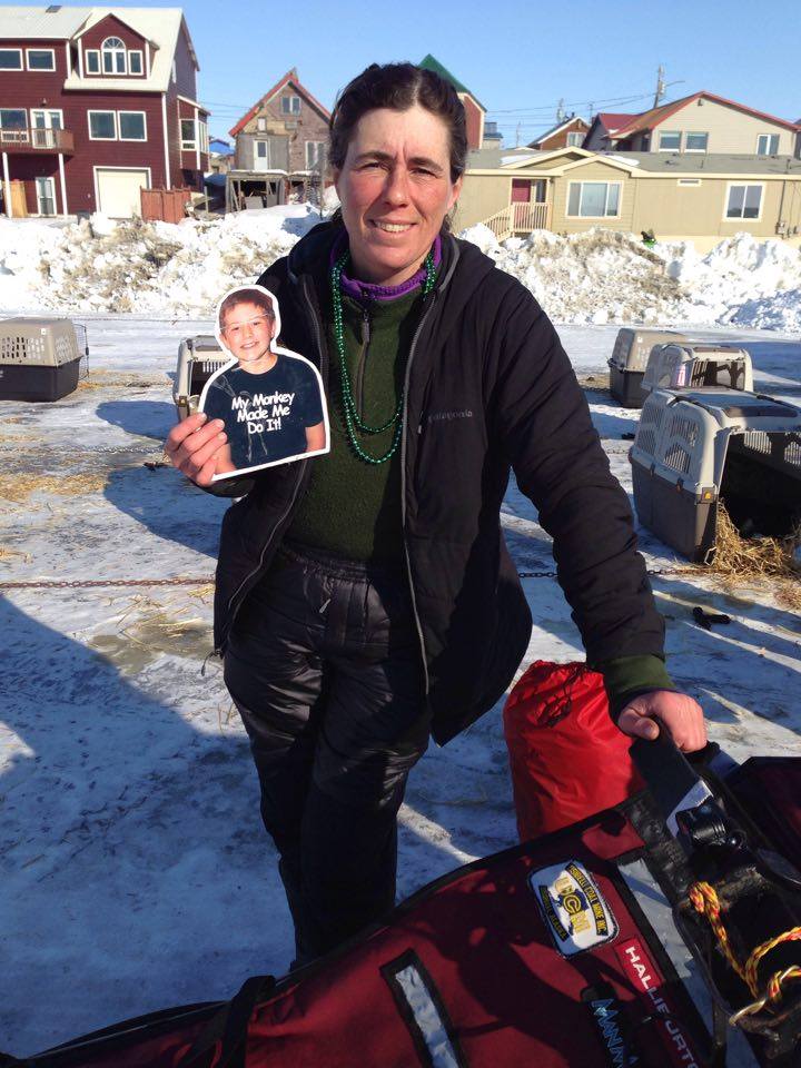 Flat Jacob and I in Nome after our long journey. He looks much better after all those miles than I do.
